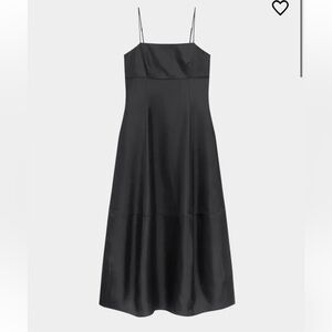 NEW Theory 100% Silk Midi Slip Dress in Black